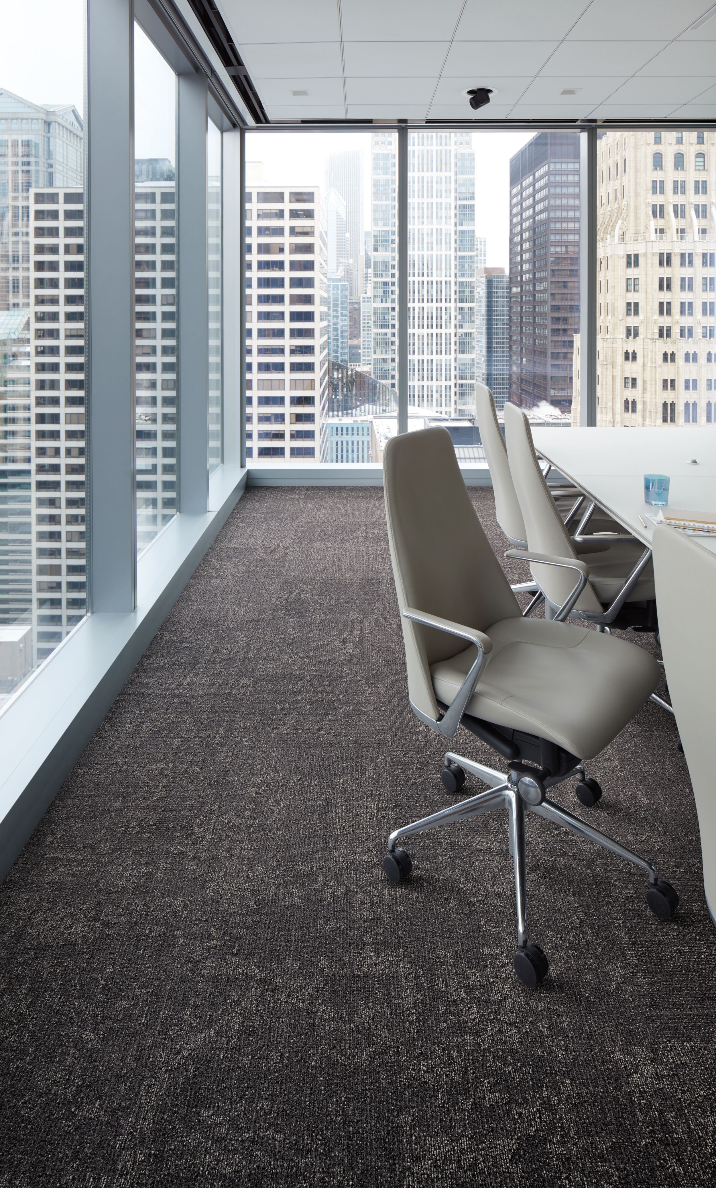 Interface Cloud Cover carpet tile in meeting room with glass walls image number 10